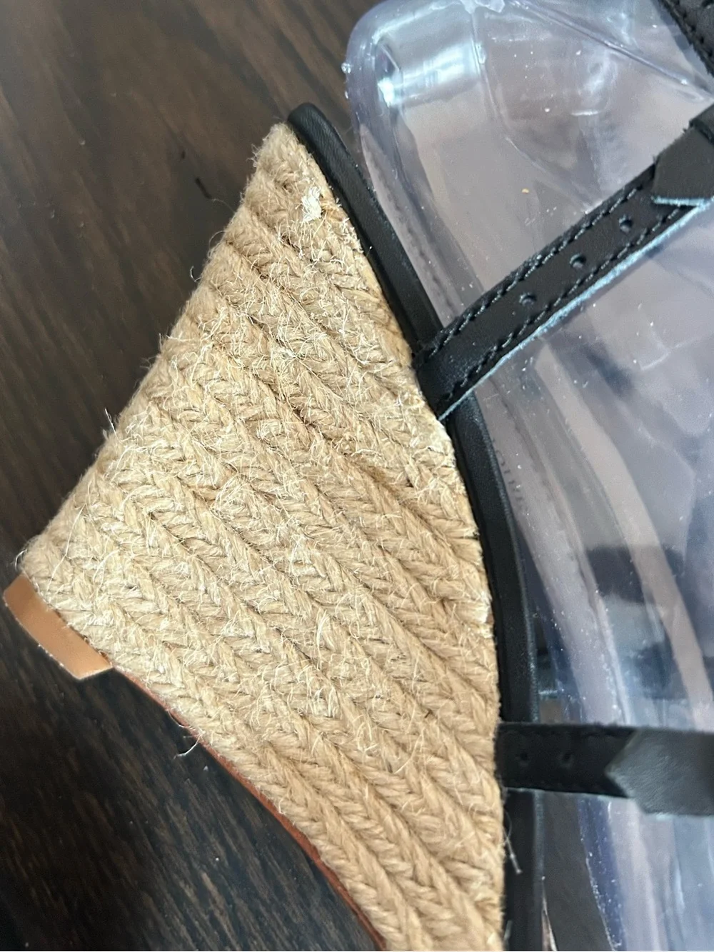 Pour La Victoire Betsy Black Leather Espadrille Wedge Sandals Size 6